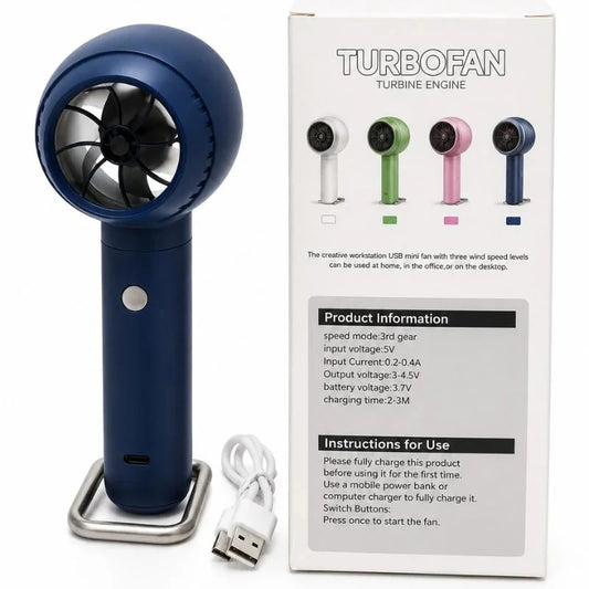Ultra Jet Turbo Handheld Rechargeable Fan (High-Speed 3-Mode Cooling)