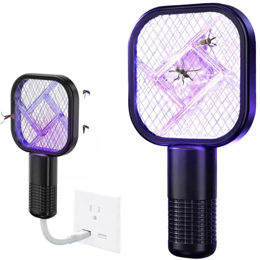 2-in-1 Portable Mini Electric Mosquito Swatter & Intelligent Bug Zapper Base