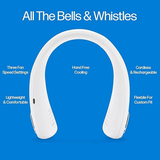 Arctic Air Freedom Wearable Neck Fan (Hands-Free 3-Speed Personal Cooler)