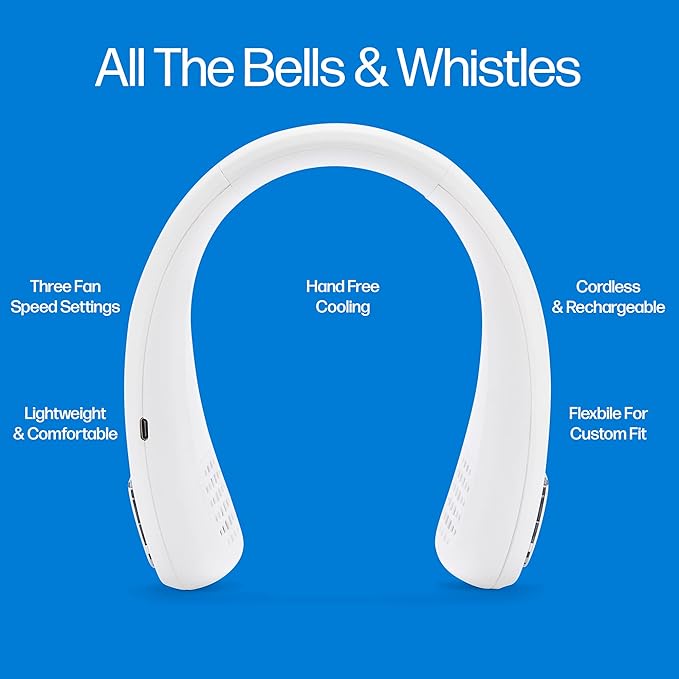 Arctic Air Freedom Wearable Neck Fan (Hands-Free 3-Speed Personal Cooler)