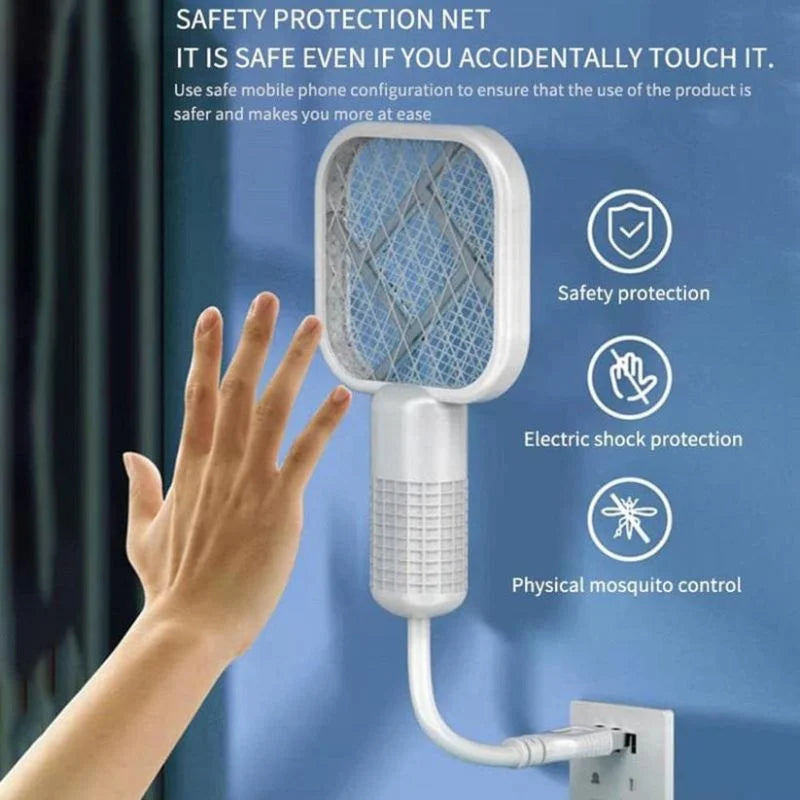 2-in-1 Portable Mini Electric Mosquito Swatter & Intelligent Bug Zapper Base