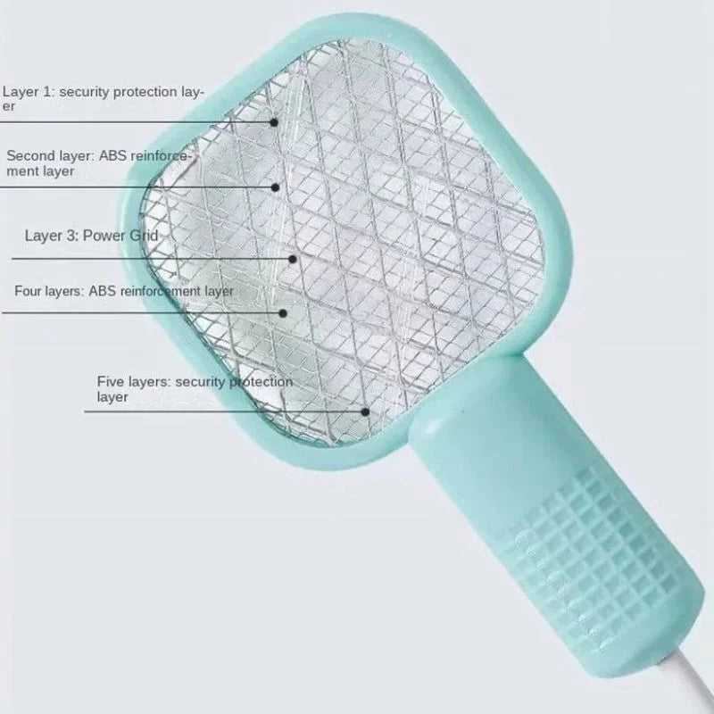 2-in-1 Portable Mini Electric Mosquito Swatter & Intelligent Bug Zapper Base